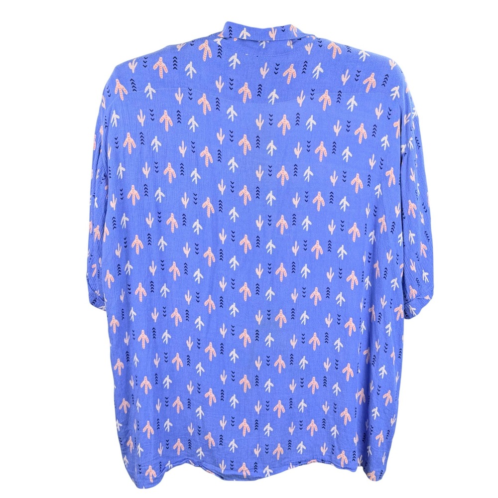 Swankys Crinkle Crepe Camp Shirt Men XL Blue Short Sleeve Pocket Boho Retro L.A. - Picture 4 of 11